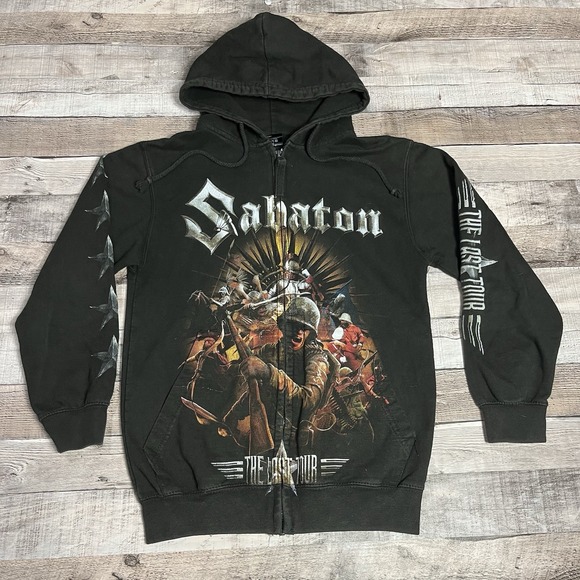 Sabaton Other - Sabaton Hoodie Size Small Black Full Zip Metal Band Merch
